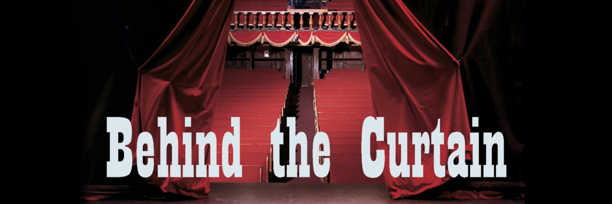 Untapped Cities New York presents BEHIND THE CURTAIN. Image shows a view of  plush theater seats as seen from the stage between the parted red velvet curtains.